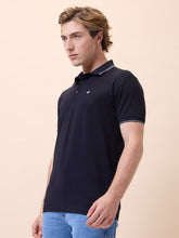 Mens All-Over Solid Polo Collar Half Sleeves Regular Fit T-Shirt